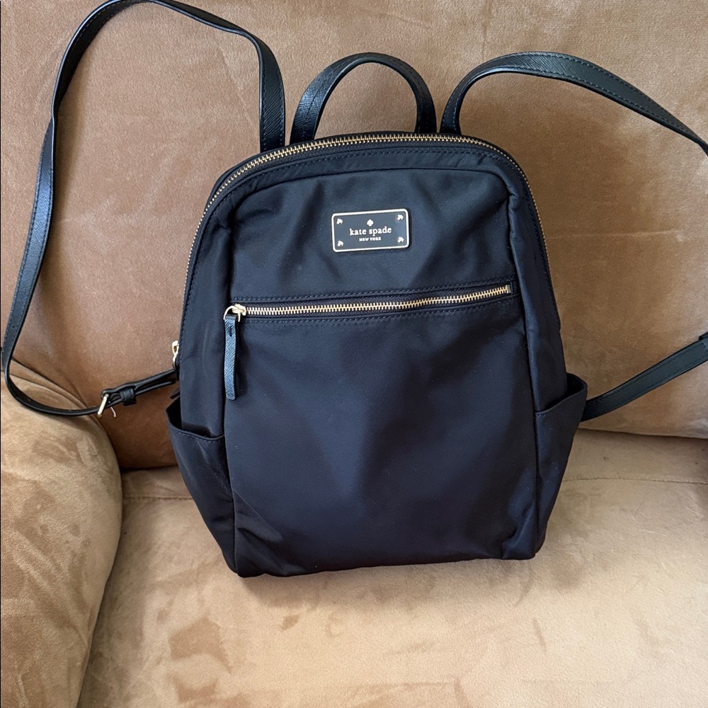 kate spade Black Nylon Mini Backpack with Gold Hardware